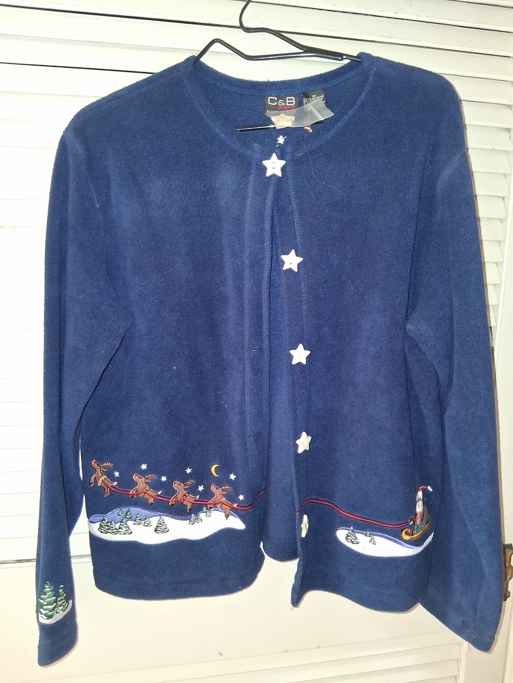 C&B Navy Holiday Cardigan with Star Buttons